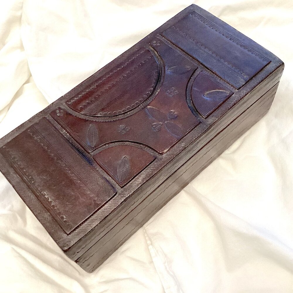 Taureg Leather Box - Handmade Artisan Rustic African Decor Brown